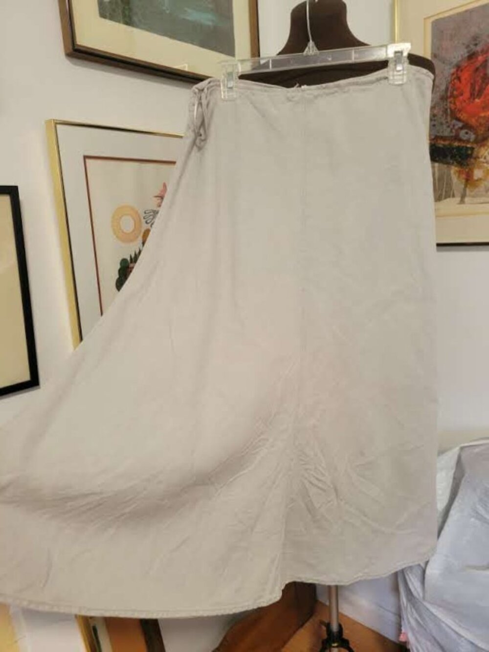 Eileen Fisher Light Grey Linen Flared Aline Skirt M - Picture 4 of 4